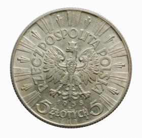 Obrazek 2 dla: 5 złotych 1938 Józef Piłsudski Warszawa