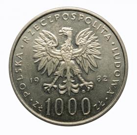 Obrazek 2 dla: 1000 złotych 1982 PRL Jan Paweł II