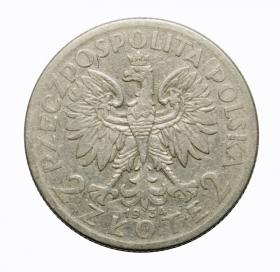 Obrazek 2 dla: 2 złote 1934 Głowa kobiety II RP Warszawa