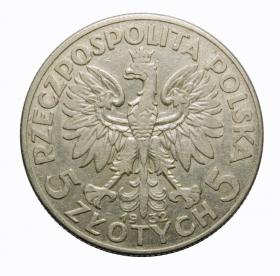 Obrazek 2 dla: 5 złotych 1932 Głowa kobiety II RP Londyn