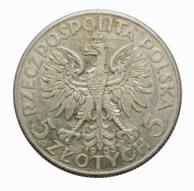 Obrazek 2 dla: 5 złotych 1933 Głowa kobiety II RP Warszawa