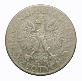 Obrazek 2 dla: 5 złotych 1934 Głowa kobiety II RP Londyn