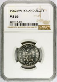 Obrazek dla: 1 złoty 1967 MS 66 NGC