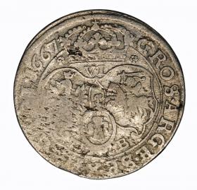 Obrazek 2 dla: Szóstak 1667 Jan Kazimierz Bydgoszcz