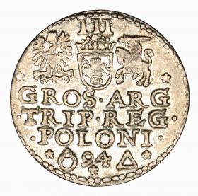 Obrazek 2 dla: Trojak 1594 Zygmunt III Waza Malbork