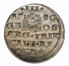 Obrazek 2 dla: Trojak 1590 Zygmunt III Waza Ryga