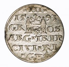 Obrazek 2 dla: Trojak 1593 Zygmunt III Waza Ryga