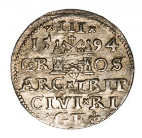 Obrazek 2 dla: Trojak 1594 Zygmunt III Waza Ryga
