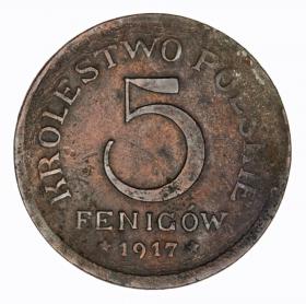 Obrazek dla: 5 fenigów 1917 Królestwo Polskie Stuttgart