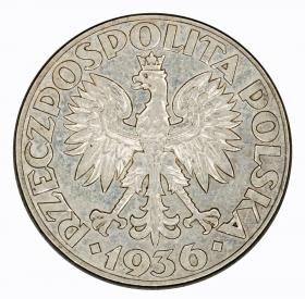 Obrazek 2 dla: 2 złote 1936 Żaglowiec II RP Warszawa