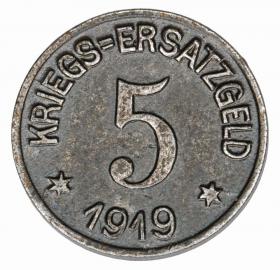 5 fenigów 1919 Crefeld Nadrenia