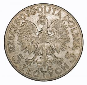 Obrazek 2 dla: 5 złotych 1933 Głowa kobiety II RP Warszawa