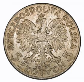 Obrazek 2 dla: 5 złotych 1933 Głowa kobiety II RP Warszawa