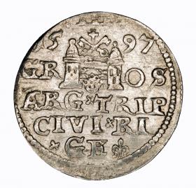 Obrazek 2 dla: Trojak 1597 Zygmunt III Waza Ryga