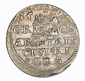 Obrazek 2 dla: Trojak 1597 Zygmunt III Waza Ryga