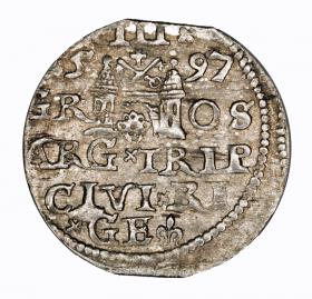 Obrazek 2 dla: Trojak 1597 Zygmunt III Waza Ryga