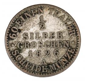 Obrazek 2 dla: 1/2 grosza srebrnego 1826 Fryderyk Wilhelm III Niemcy Prusy Berlin A