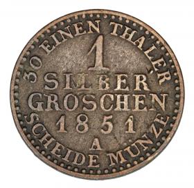 Obrazek 2 dla: 1 grosz srebrny 1851 Fryderyk Wilhelm IV Niemcy Prusy Berlin A