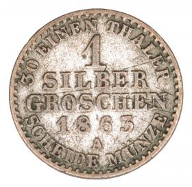 Obrazek 2 dla: 1 grosz srebrny 1863 Wilhelm I Hohenzollern Niemcy Prusy Berlin A