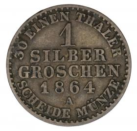 Obrazek 2 dla: 1 grosz srebrny 1864 Wilhelm I Hohenzollern Niemcy Prusy Berlin A