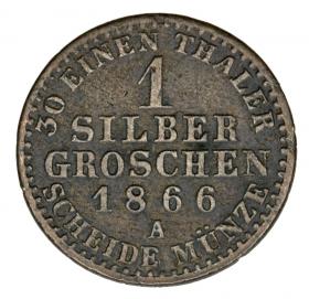 Obrazek 2 dla: 1 grosz srebrny 1866 Wilhelm I Hohenzollern Niemcy Prusy Berlin A