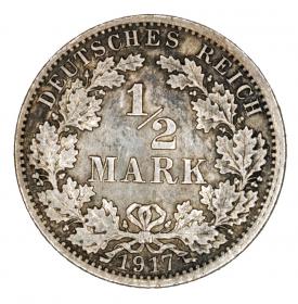 Obrazek dla: 1/2 marki 1917 Wilhelm II Hohenzollern Prusy Berlin A