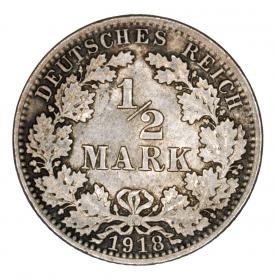 Obrazek dla: 1/2 marki 1918 Wilhelm II Hohenzollern Prusy Berlin A