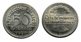 Obrazek dla: 50 fenigów 1921 Stuttgart Republika Weimarska