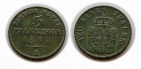 Obrazek dla: 3 fenigi 1847 Prusy Berlin