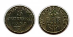 Obrazek dla: 3 fenigi 1860 Prusy Berlin