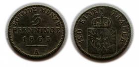 Obrazek dla: 3 fenigi 1865 Prusy Berlin