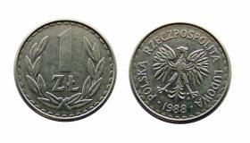 Obrazek dla: 1 złoty 1988 PRL Warszawa