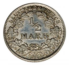 Obrazek dla: 1/2 marki 1915 J Wilhelm II Hohenzollern Niemcy Hamburg