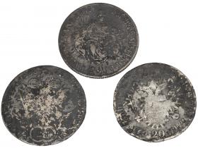 Obrazek 2 dla: Zestaw 3 x 20 krajcarów 1784  1833 Austria