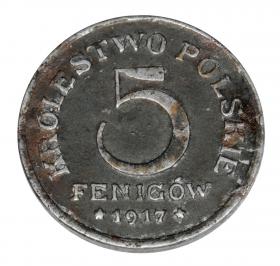 Obrazek dla: 5 fenigów 1917 Królestwo Polskie Stuttgart
