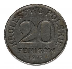 Obrazek dla: 20 fenigów 1917 Królestwo Polskie Stuttgart