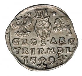 Obrazek 2 dla: Trojak 1594 Zygmunt III Waza Polska Wilno