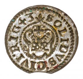 Obrazek 2 dla: Szeląg 1643 Krystyna Waza Ryga