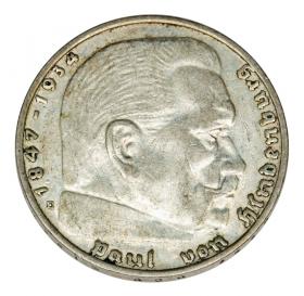 Obrazek dla: 2 marki 1937 Paul von Hindenburg orzeł ze swastyką Niemcy Muldenhutten E