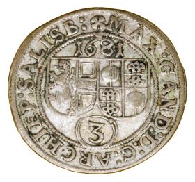 3 krajcary 1681 Maksymilian Gandolf graf Kuenburg Austria Salzburg