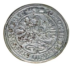 Obrazek 2 dla: 6 krajcarów 1674 Sylwiusz Fryderyk Witemberski Księstwo Oleśnickie Oleśnica